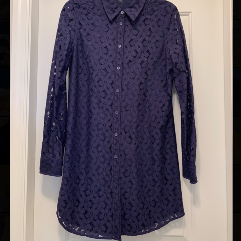 Equipment Navy Lace Dress